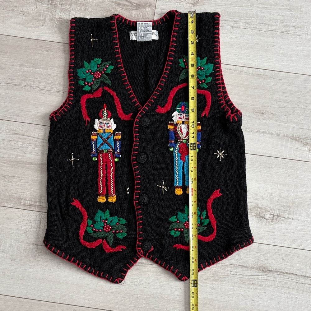 Victoria Jones Black Nutcracker Holiday Vest with Red Trim - Picture 8 of 9